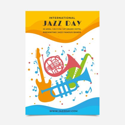 平面设计平面国际爵士日垂直海报模板准备印刷音乐节国际爵士乐日
