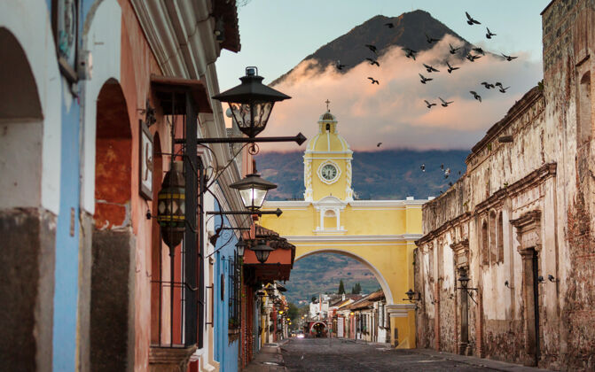 文化古安提瓜危地马拉城殖民建筑 中美洲 危地马拉会议拱门曝光