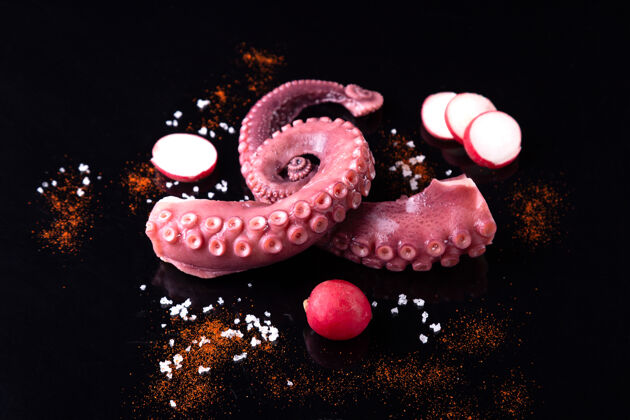 盐黑底炖章鱼触角螺旋盘子章鱼