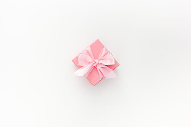 最小顶视图粉红色礼品盒与丝带顶视图礼物粉色