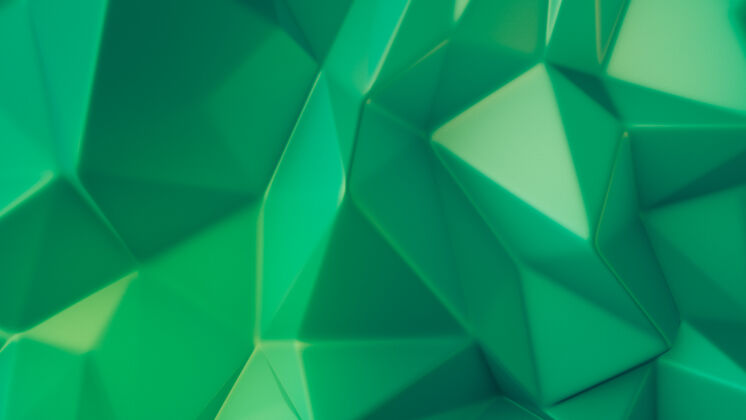 豪华时尚的绿色水晶背景3d插图 3d渲染技术墙三角形