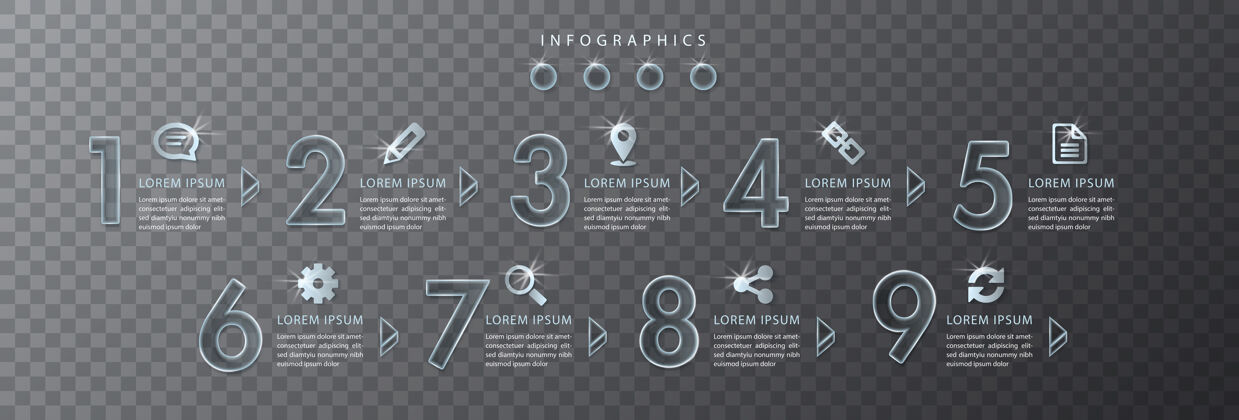技术信息图设计透明玻璃数字和图标图表信息图数字