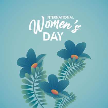 八国际妇女节庆祝海报与文字和花蓝色插图花园蓝色庆祝