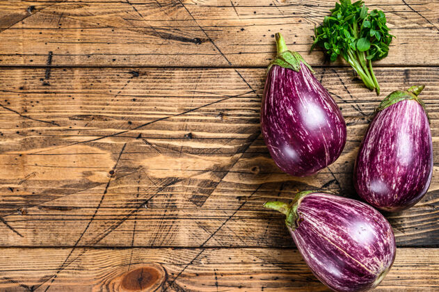 营养紫色亚洲茄子或茄子顶视图收获食品农场