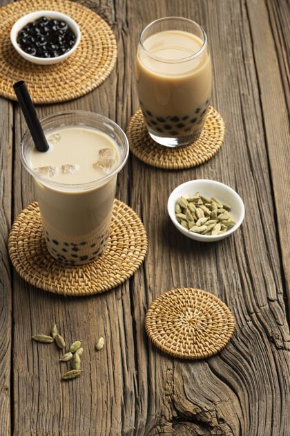 泰国搭配美味的传统泰国茶排列茶味道