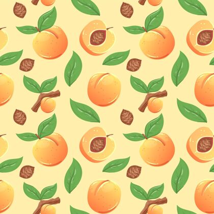 图案详细的桃花图案设计桃水果水果图案