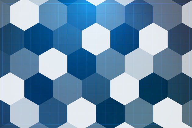 抽象六边形图案蓝色背景抽象背景几何数字背景