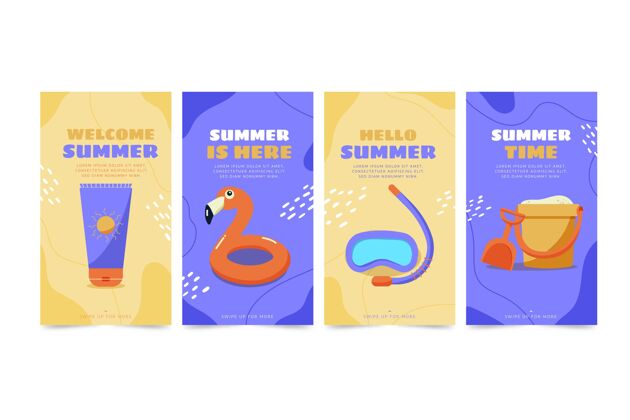 社交媒体模板手绘夏季instagram故事集夏季模板手绘分类
