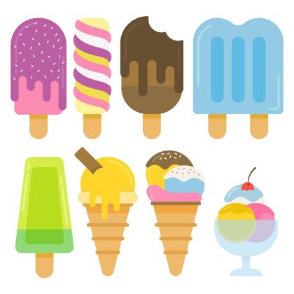 美味美味的冰淇淋包平面设计夏天风味平面设计