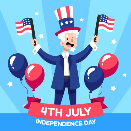 独立日手绘七月四日独立日插画美国国旗手绘美国