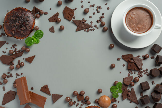 分类黑巧克力世界巧克力日概念松露糕点准备