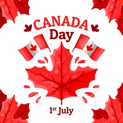 7月1日手绘加拿大日插图加拿大庆祝活动