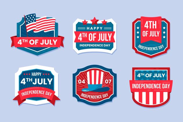 独立日七月四日-独立日标签系列平面设计标签手绘