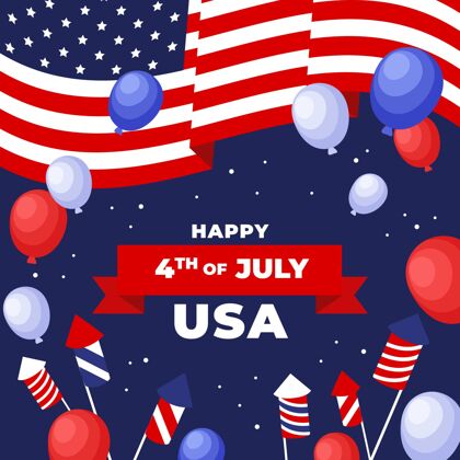 美国七月四日-独立日插画活动纪念庆祝