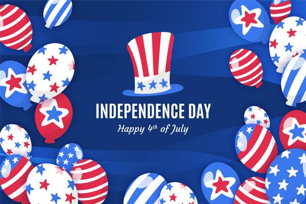 庆典手绘七月四日独立日气球背景纪念美国活动