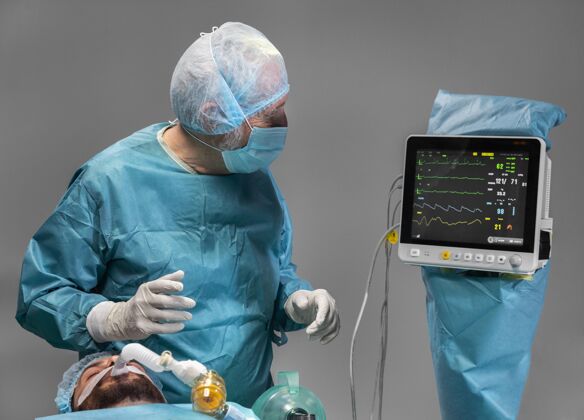 医疗不同的医生在给病人做手术设备健康过程