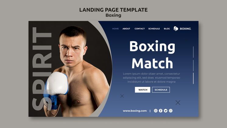 锻炼与男拳击手拳击运动的登录页拳击男人网页模板