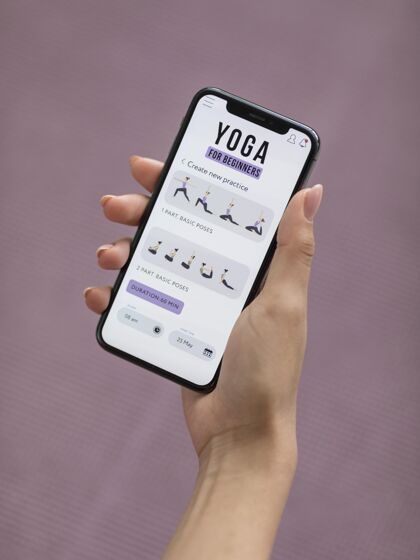 屏幕健身女用手机应用做瑜伽移动瑜伽平衡