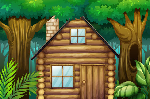 平房树林里的小屋小屋房地产家庭