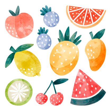收藏手绘水彩画水果系列美味分类水果