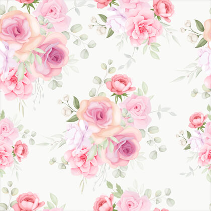 无缝图案优雅的花卉无缝模式与软花装饰壁纸优雅花卉