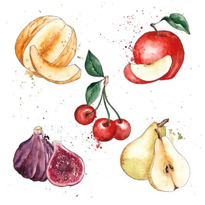 食品手绘水彩画水果系列水果包装美味套装