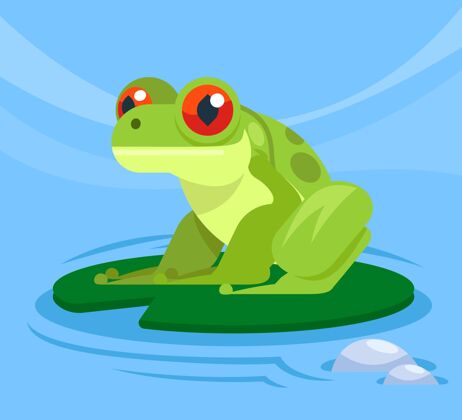 扁平平面设计可爱青蛙插画可爱小动物