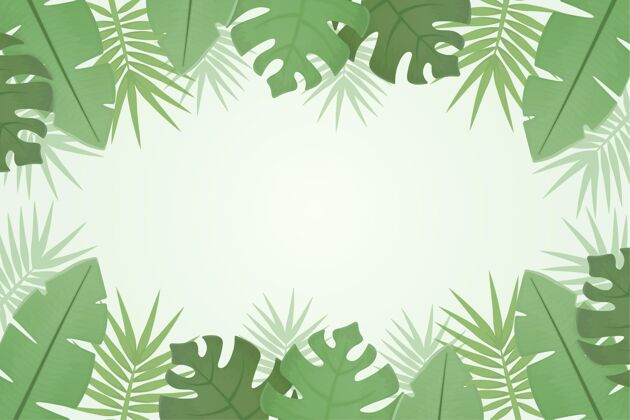 异国情调手绘热带树叶背景夏季热带背景墙纸