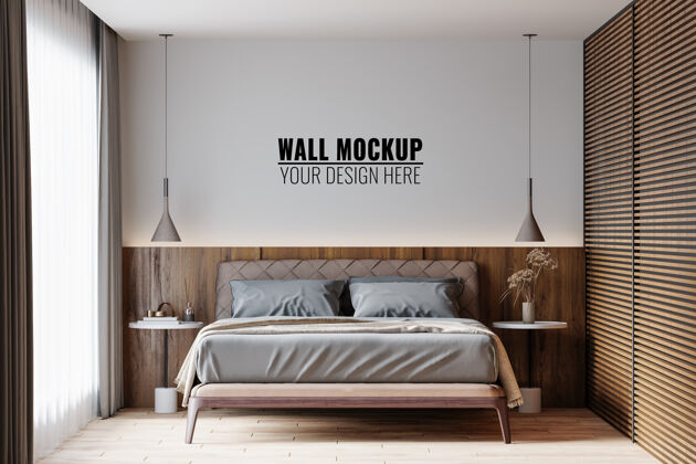 墙模型卧室内部的墙壁模型墙床三维室内