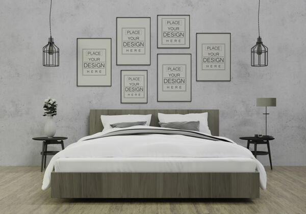 床海报框架模型室内卧室公寓卧室客厅