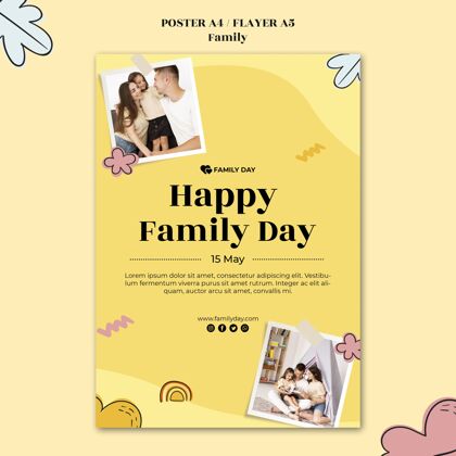 在线家庭日海报模板活动传单国际家庭日