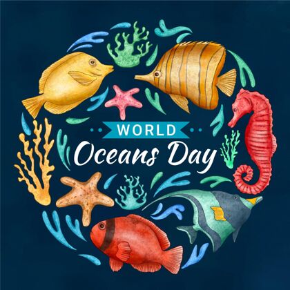 世界海洋日手绘世界海洋日插图活动庆典手绘