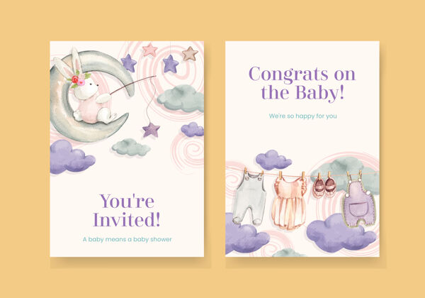 婴儿卡片模板与你好宝贝的概念可爱托儿所手写