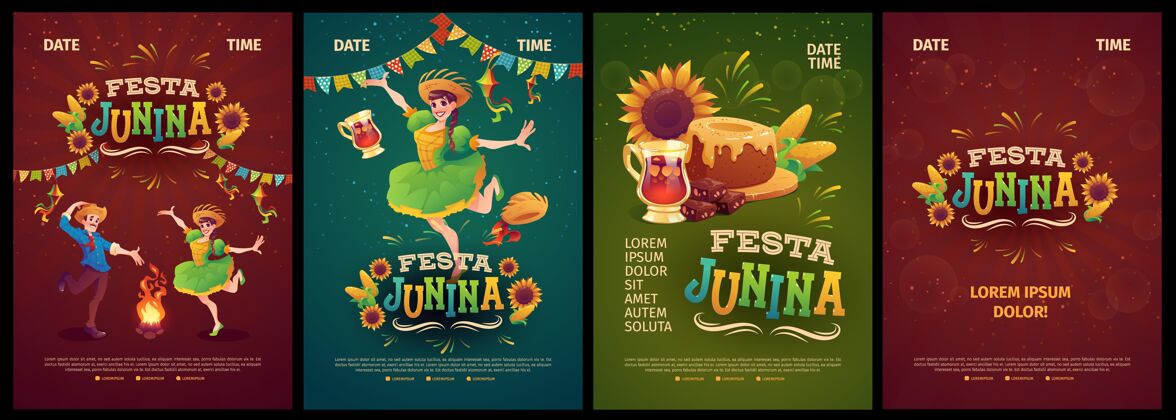 传单现实festa朱尼娜海报模板收集巴西布景节日