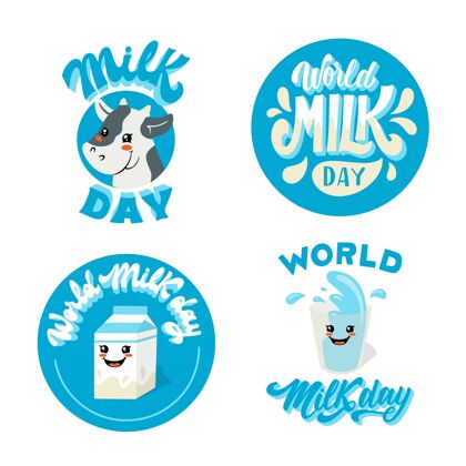 包装手绘世界牛奶日标签系列全球活动牛奶