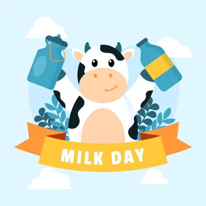 牛奶平面世界牛奶日插画国际全球活动
