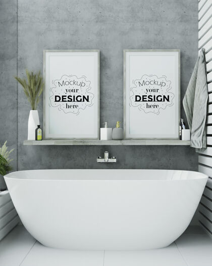 3d墙浴室内部海报框架模型图片家具室内