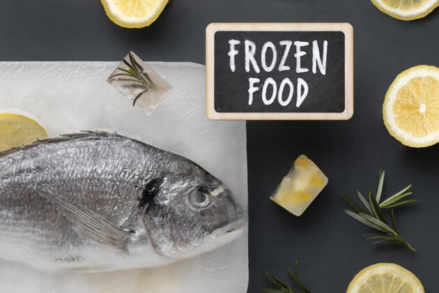 冷冻顶视图健康冷冻食品安排冷冻分类黑板