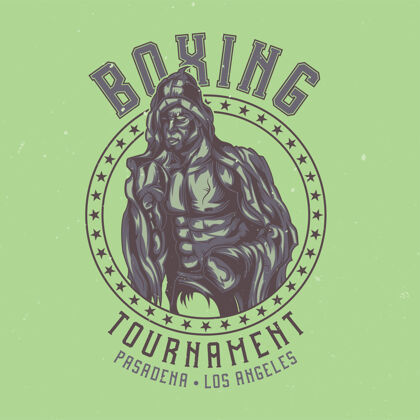 格斗T恤标签设计与框斗士拳击手复古锦标赛