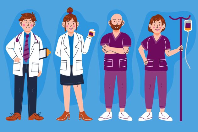 市民卡通医生和护士插图护士分类包