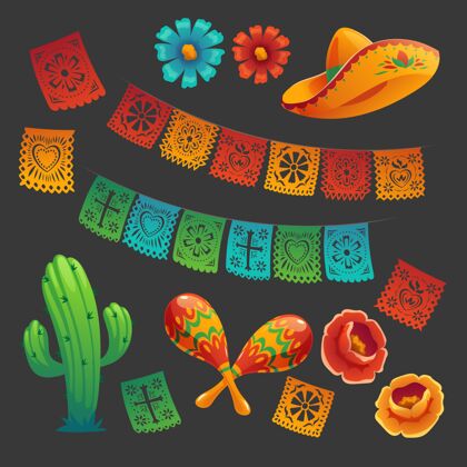 墨西哥平底墨西哥装饰节日平面设计庆典