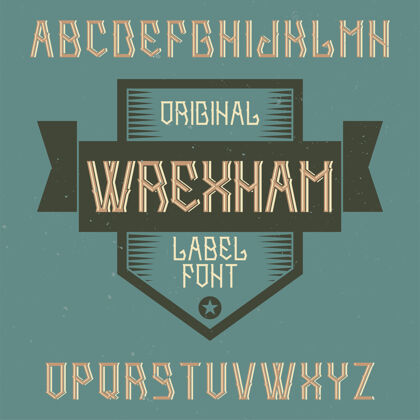 颜色复古字母和标签字体命名为wrexham光字母瓶子