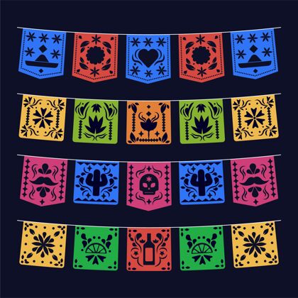 收藏平底墨西哥装饰套装纪念五颜六色