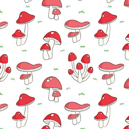 手绘手绘蘑菇图案蘑菇墙纸图案