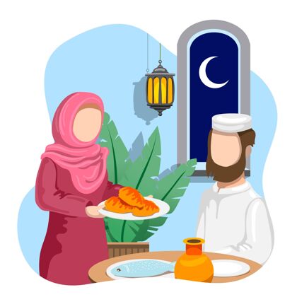 文化手绘斋月概念图斋月庆祝伊斯兰教