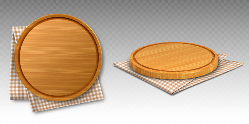 盘子厨房毛巾上的木制披萨板托盘木板毛巾