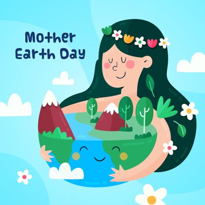 庆典卡通地球母亲节插画卡通生态系统地球日