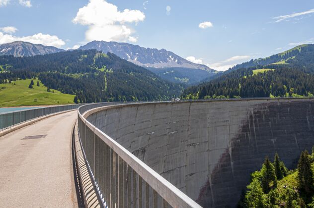 能源瑞士隆林大坝风景优美保护自然船