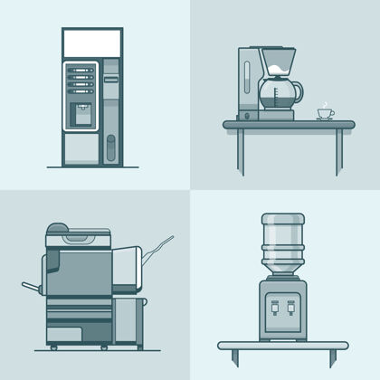 单色办公室厨房技术室室内设置室内自动售货机技术