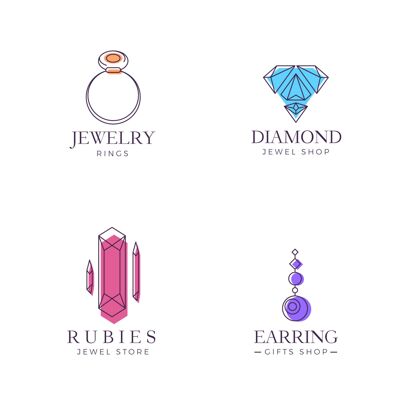 套装线性平面设计珠宝标志系列企业包装品牌